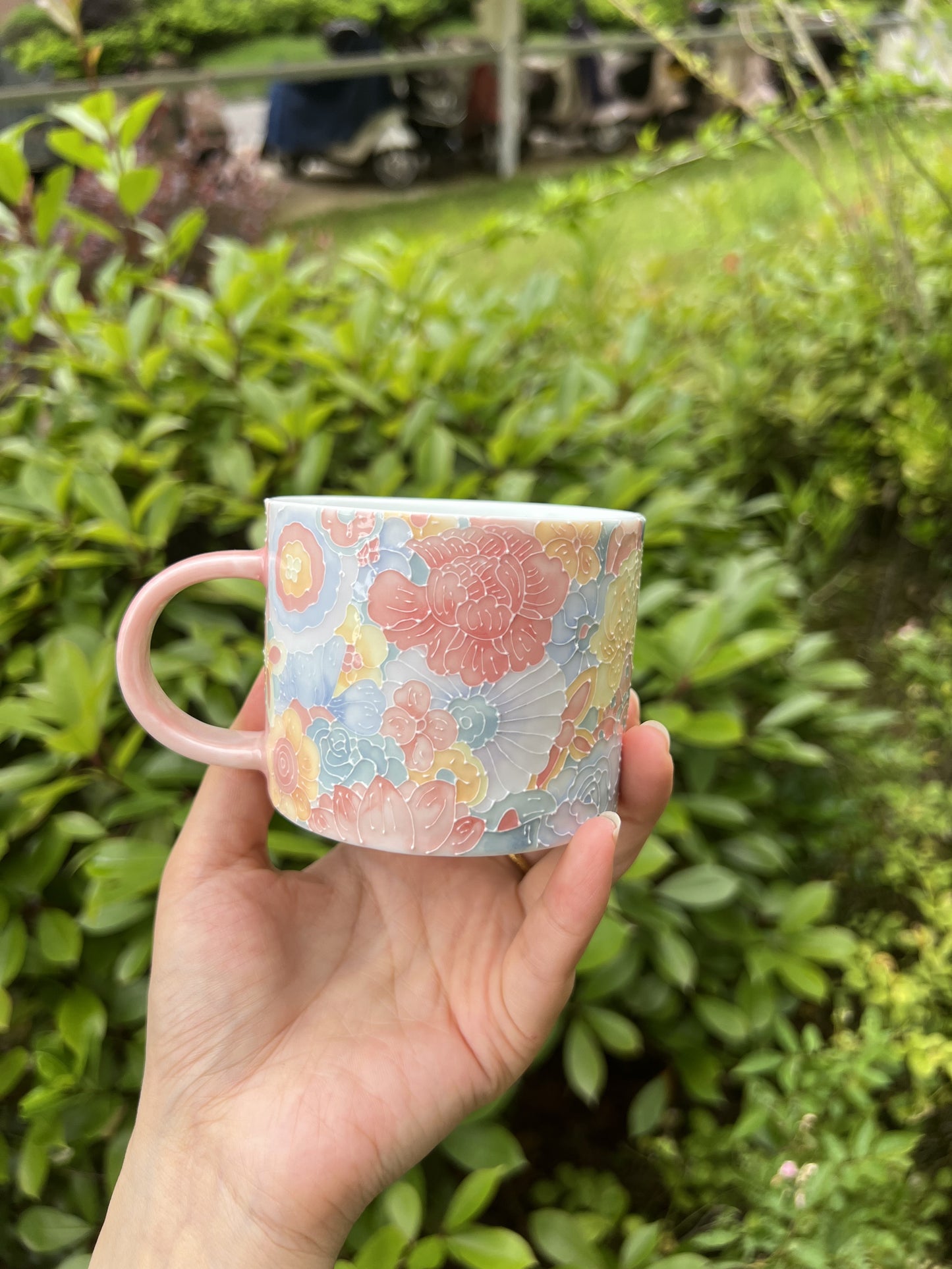 Pink coffee cup