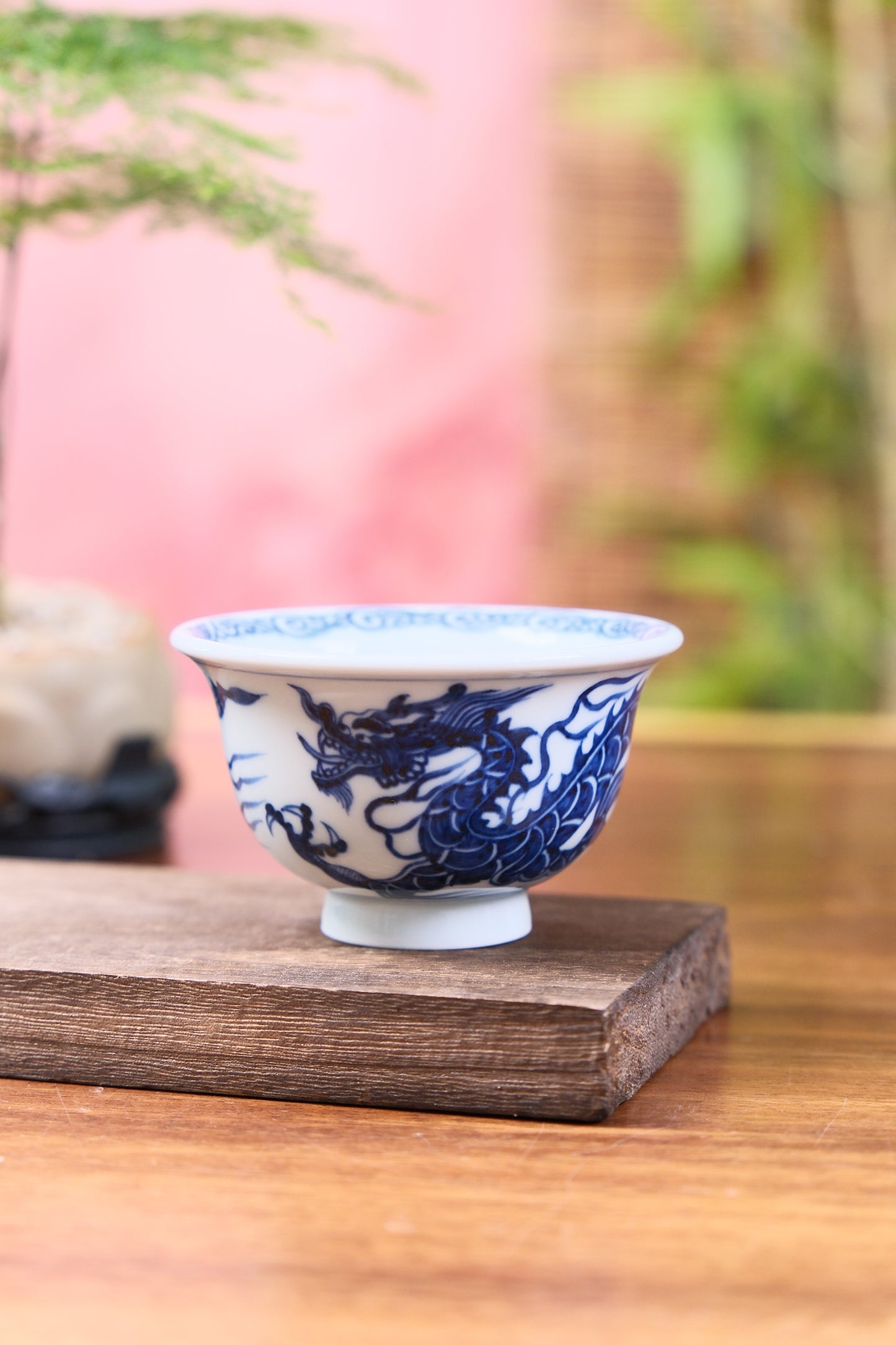Chinese Blue and White Cup with Dragon Motif