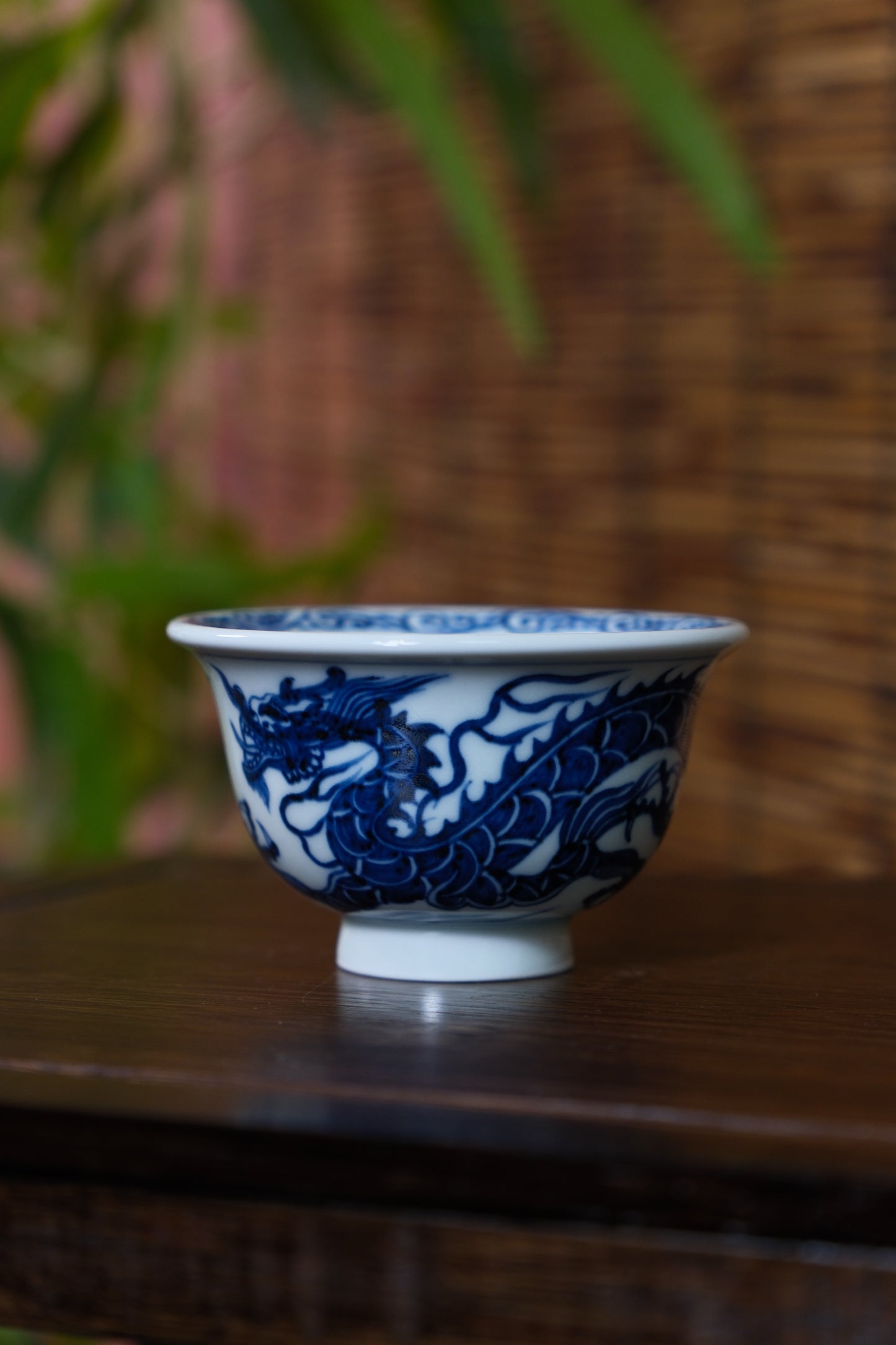 Chinese Blue and White Cup with Dragon Motif
