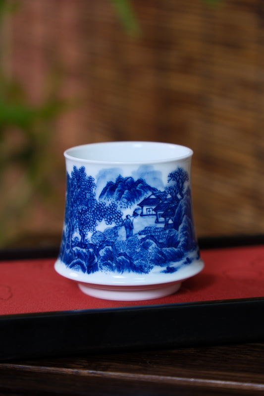 blue and white landscape painting