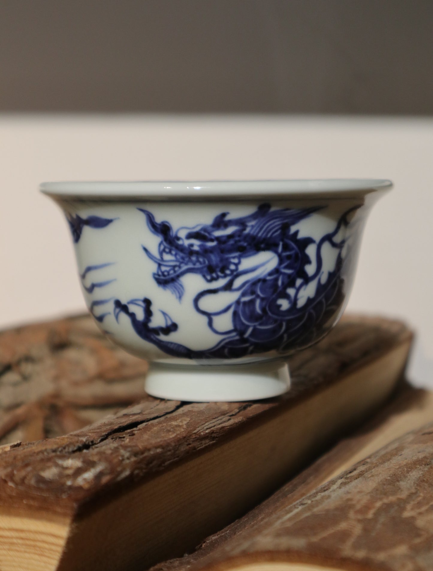 Chinese Blue and White Cup with Dragon Motif