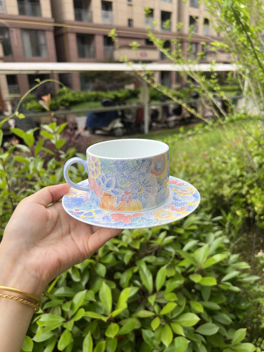 Blue wanhua coffee cup
