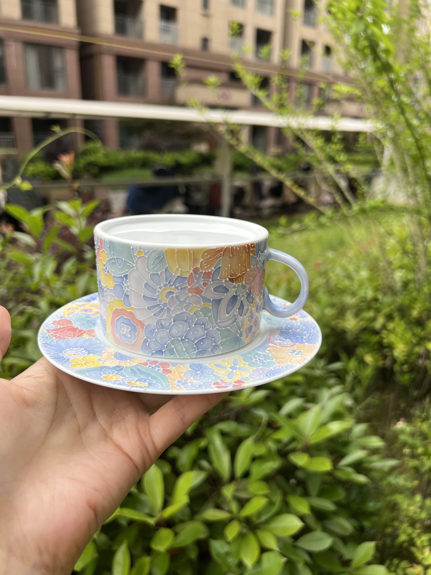 Blue wanhua coffee cup