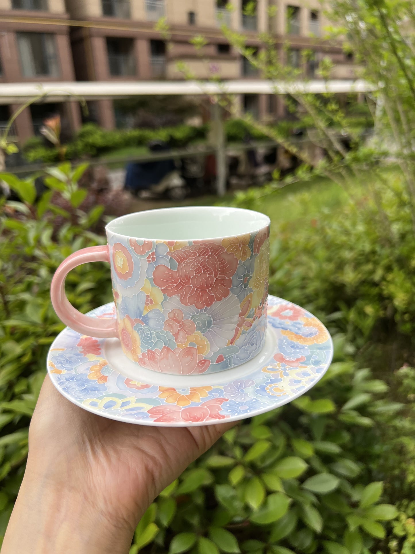 Pink coffee cup