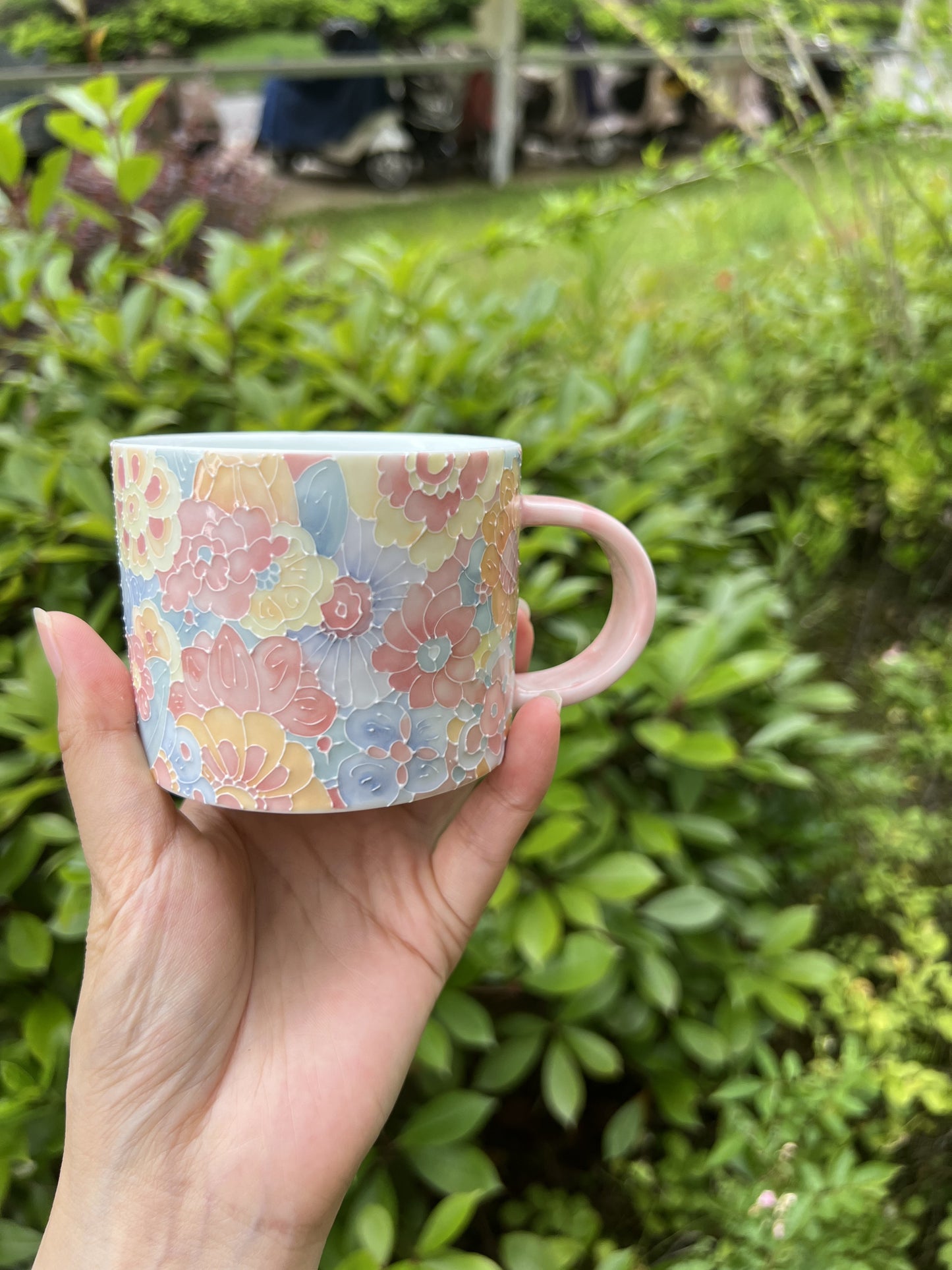Pink coffee cup