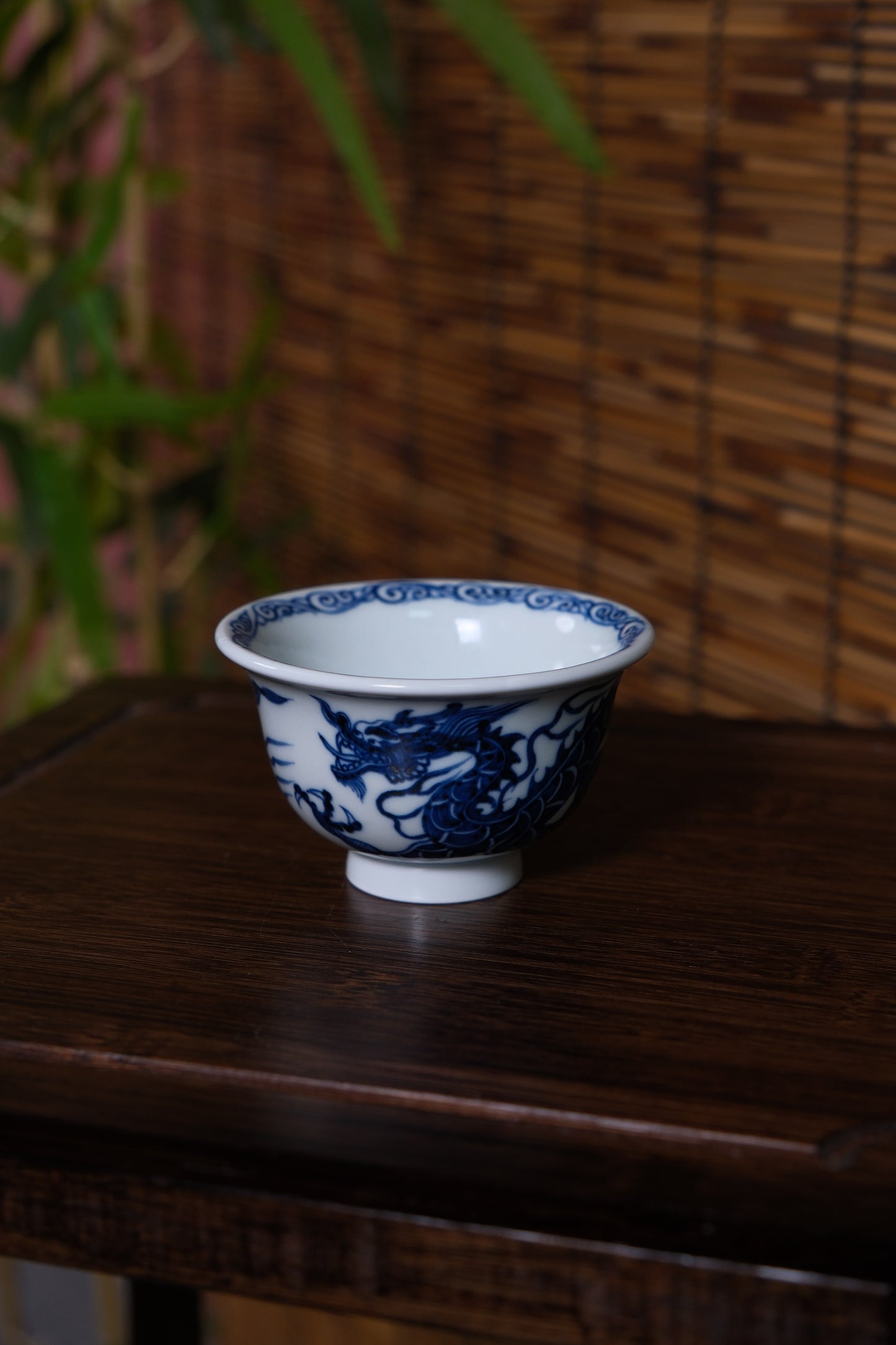 Chinese Blue and White Cup with Dragon Motif
