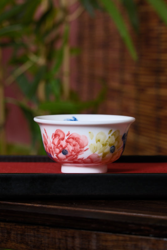 Cyanotype Peony Cup from China